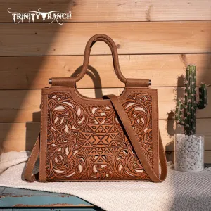 Trinity Ranch Floral Aztec Tooled Concealed Carry Tote/Crossbody