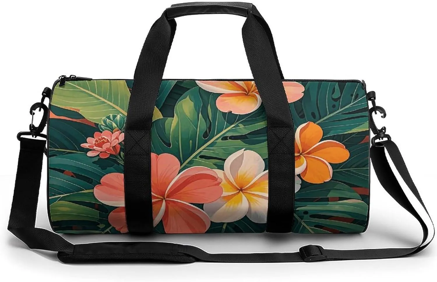 Tropical Flowers And Foliage Gym Bag Small Travel Duffle Bag with Compartment Carry On Weekender Bag for Women Men