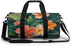 Tropical Flowers And Foliage Gym Bag Small Travel Duffle Bag with Compartment Carry On Weekender Bag for Women Men