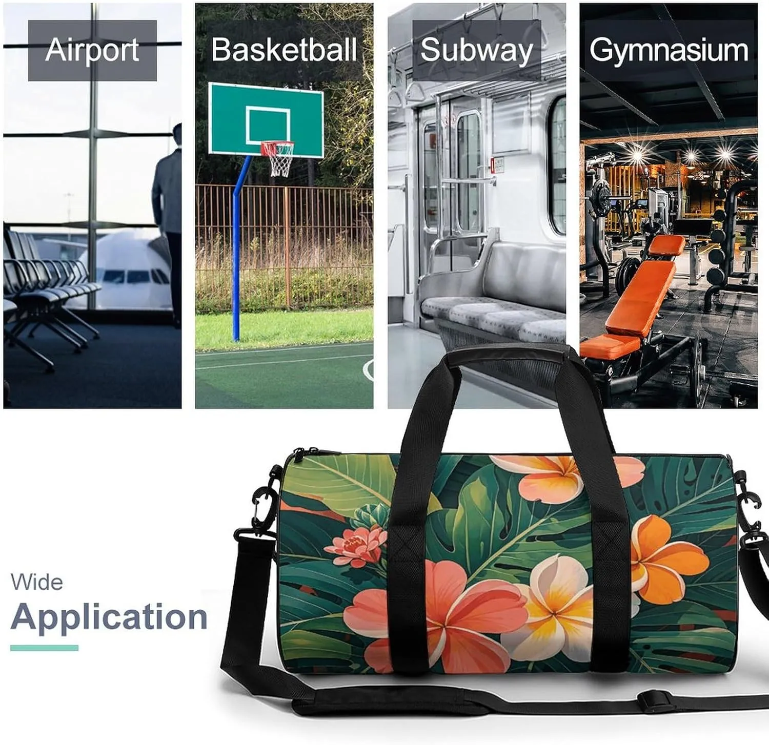 Tropical Flowers And Foliage Gym Bag Small Travel Duffle Bag with Compartment Carry On Weekender Bag for Women Men