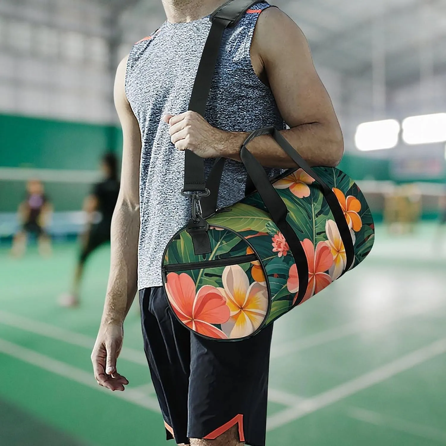Tropical Flowers And Foliage Gym Bag Small Travel Duffle Bag with Compartment Carry On Weekender Bag for Women Men