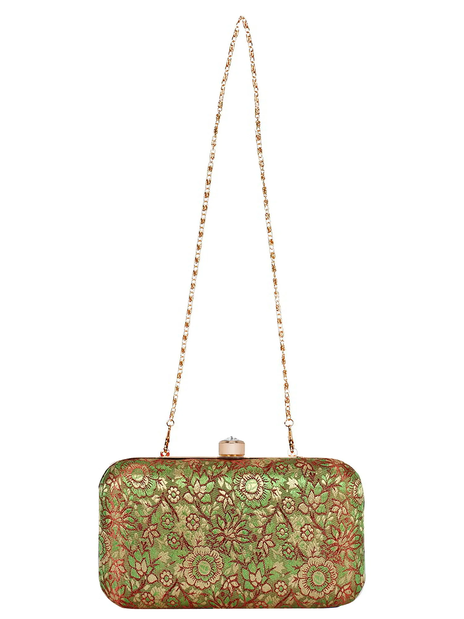 Tulle Raw Silk Fabric Printed Clutch
