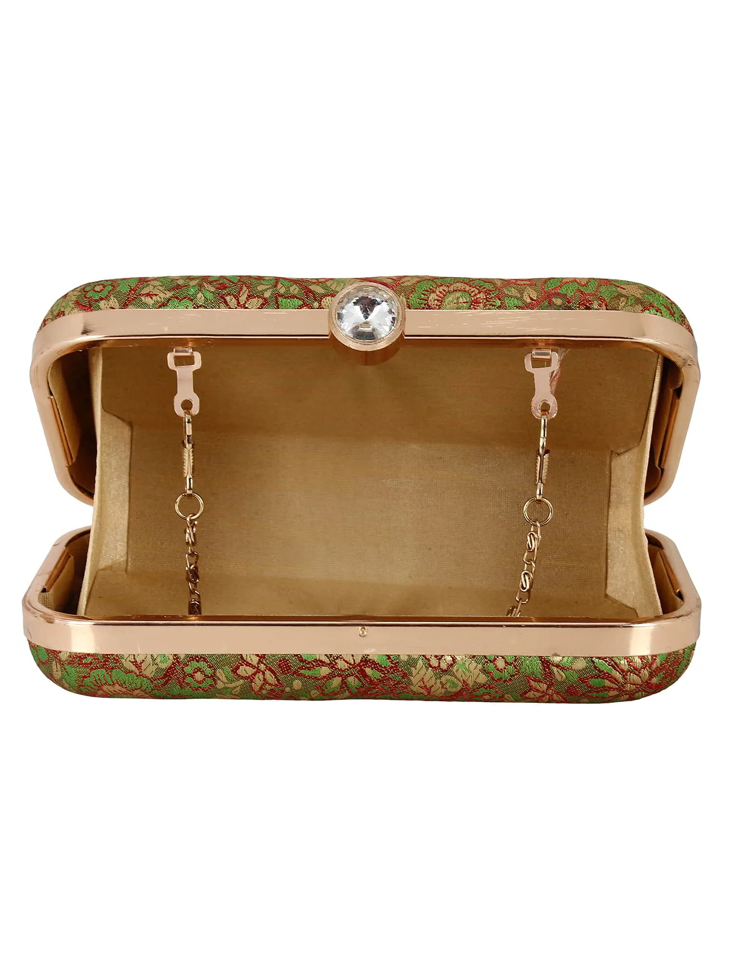 Tulle Raw Silk Fabric Printed Clutch