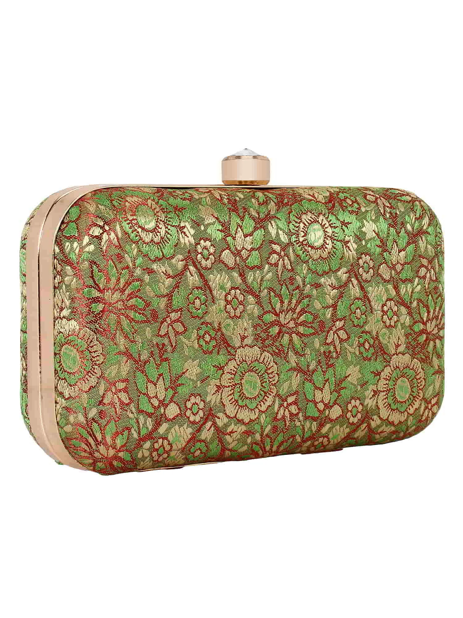 Tulle Raw Silk Fabric Printed Clutch