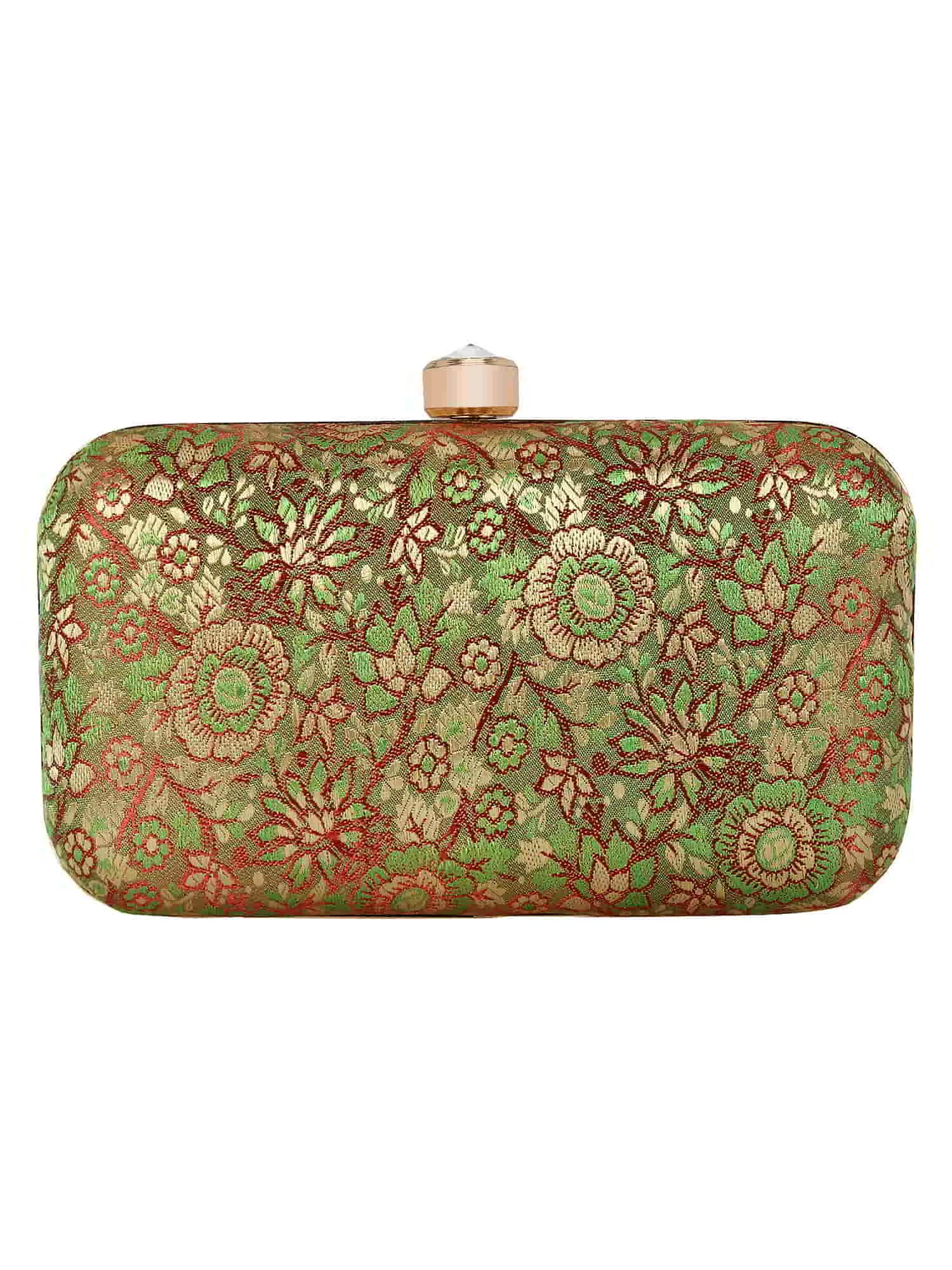 Tulle Raw Silk Fabric Printed Clutch