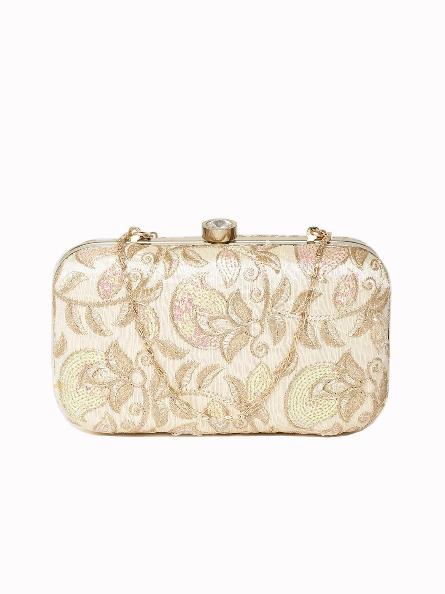 Tulle Sequines Embroidered Faux Silk Clutch