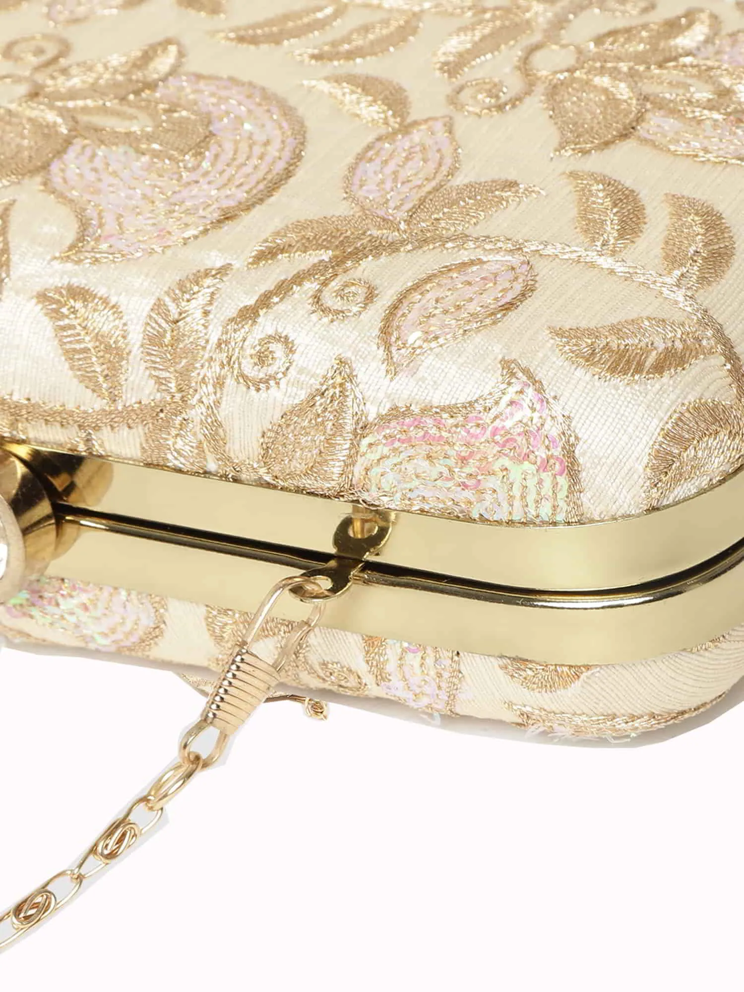 Tulle Sequines Embroidered Faux Silk Clutch