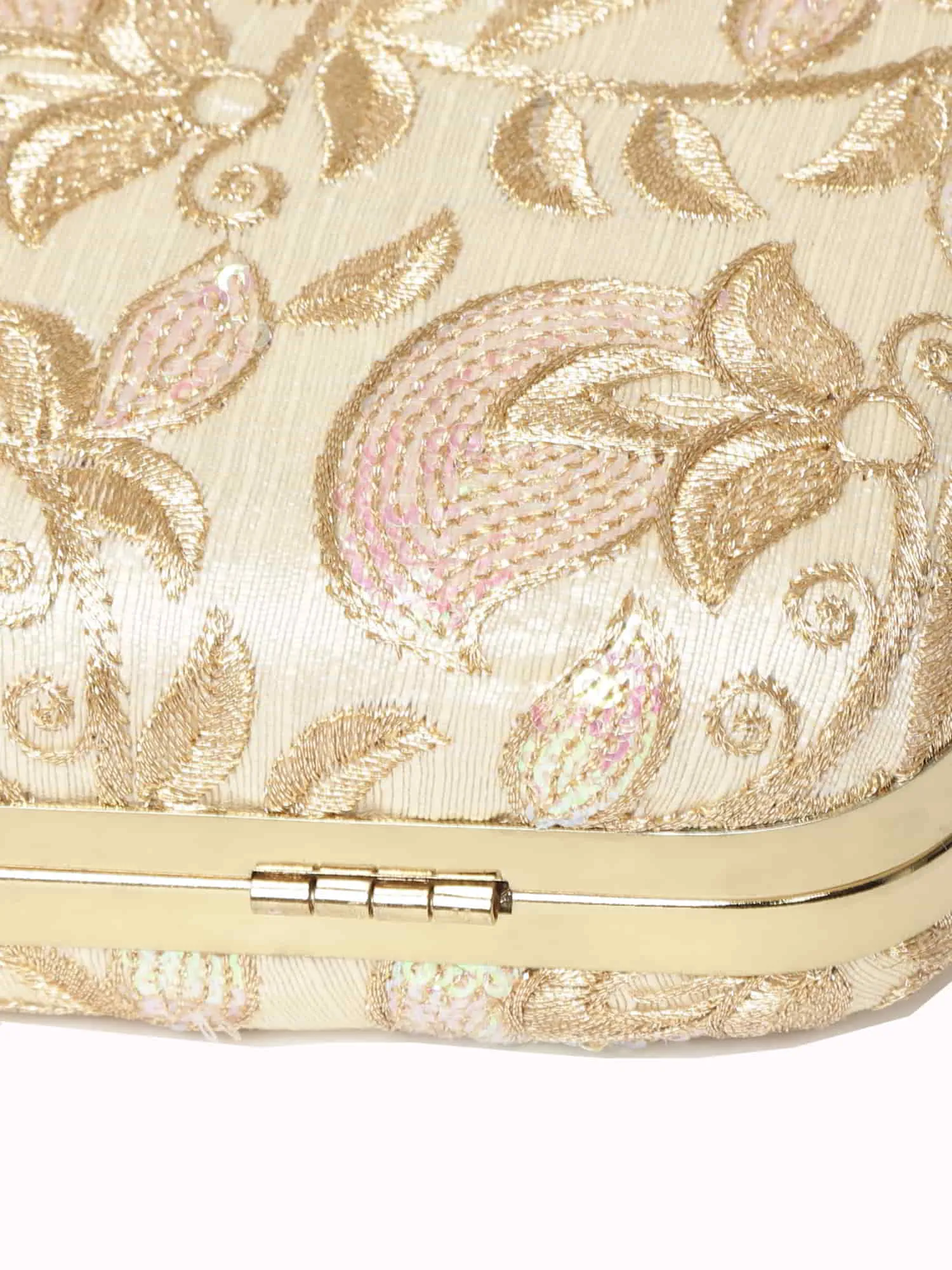 Tulle Sequines Embroidered Faux Silk Clutch
