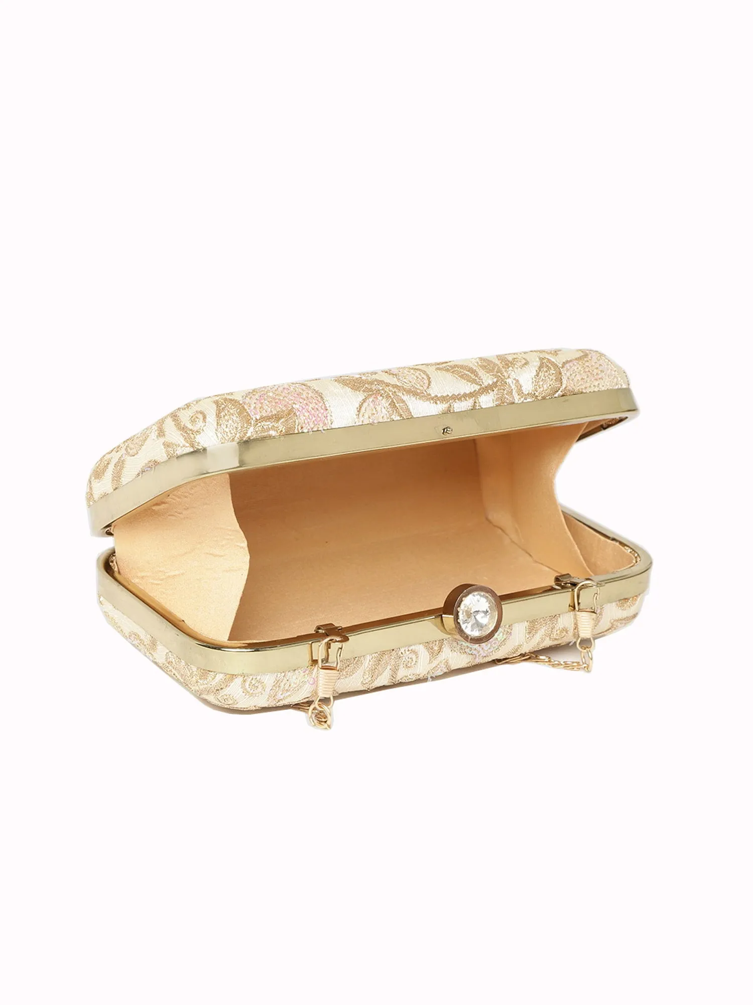 Tulle Sequines Embroidered Faux Silk Clutch