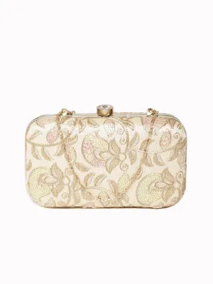 Tulle Sequines Embroidered Faux Silk Clutch