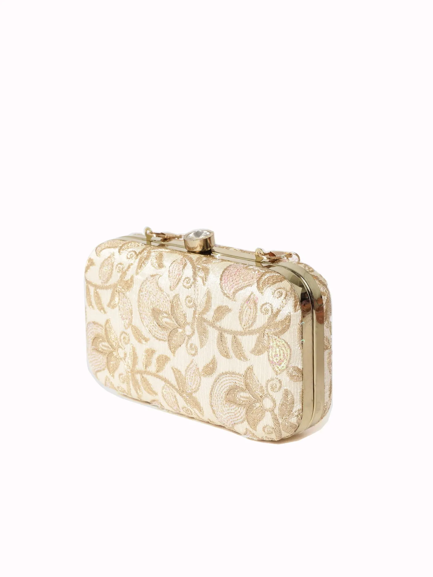 Tulle Sequines Embroidered Faux Silk Clutch