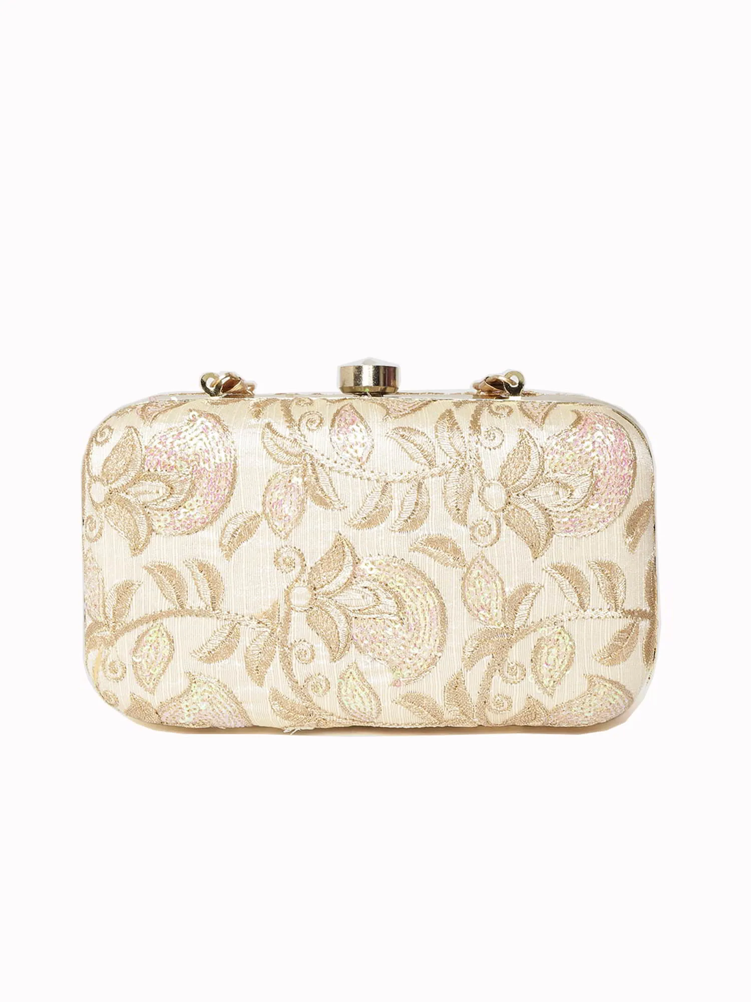 Tulle Sequines Embroidered Faux Silk Clutch