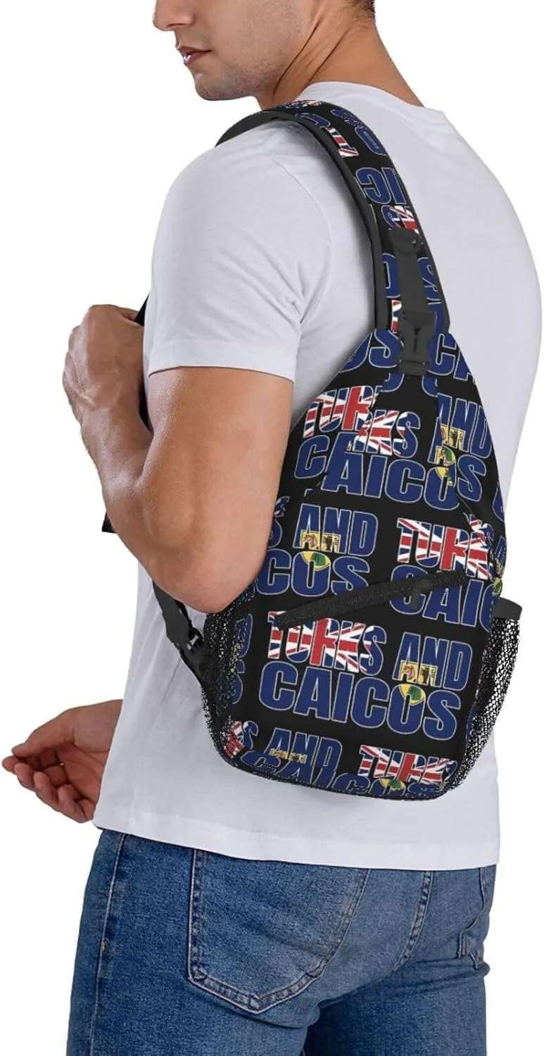 Turks And Caicos Islands Flag Chest Sling Bag Crossbody Shoulder Backpack Bag Gym Cycling Travel Hiking Daypack Cross Bag