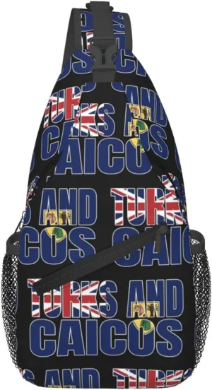 Turks And Caicos Islands Flag Chest Sling Bag Crossbody Shoulder Backpack Bag Gym Cycling Travel Hiking Daypack Cross Bag