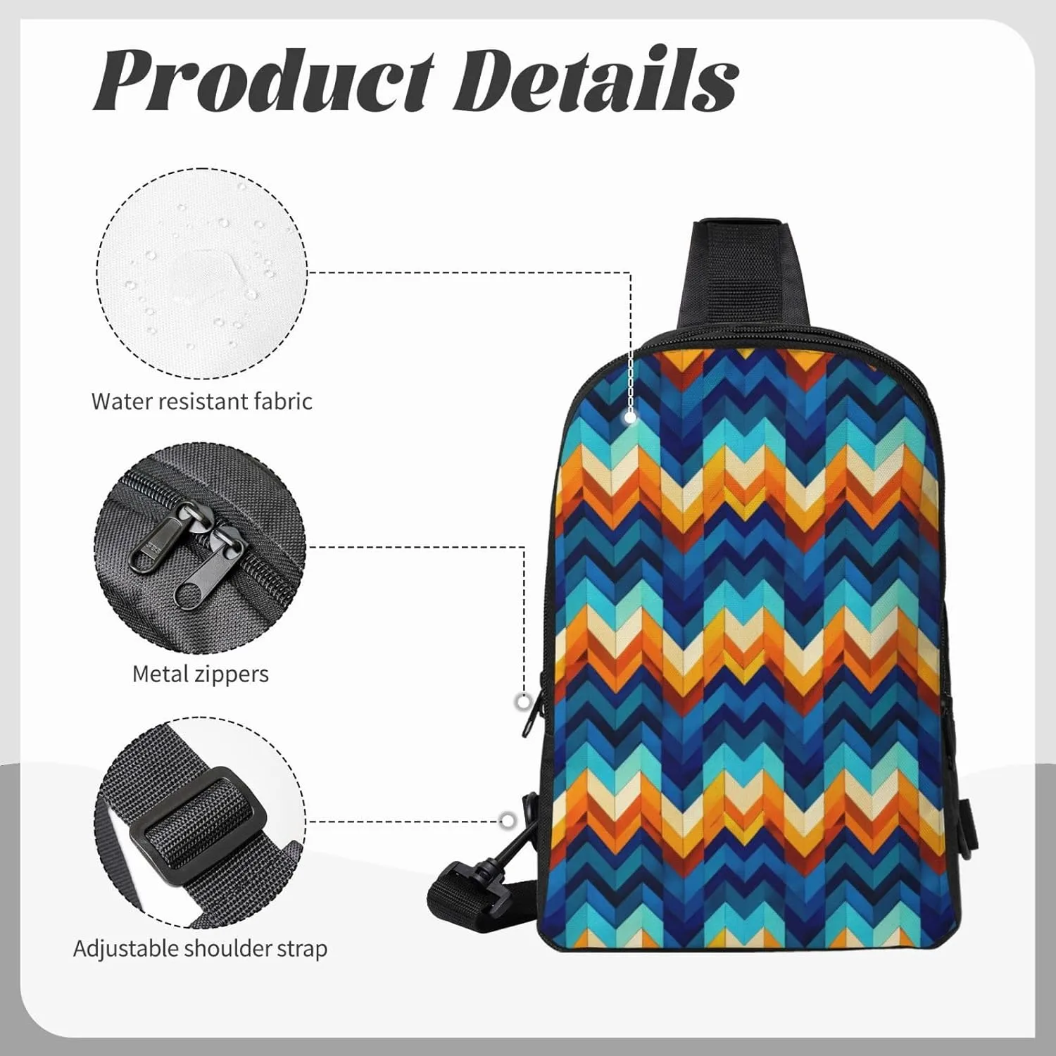 Turquoise Blue Square Casual Crossbody Backpack Sling Bag Lightweight Chest Bag Daypack Shoulder Bag For Men Women
