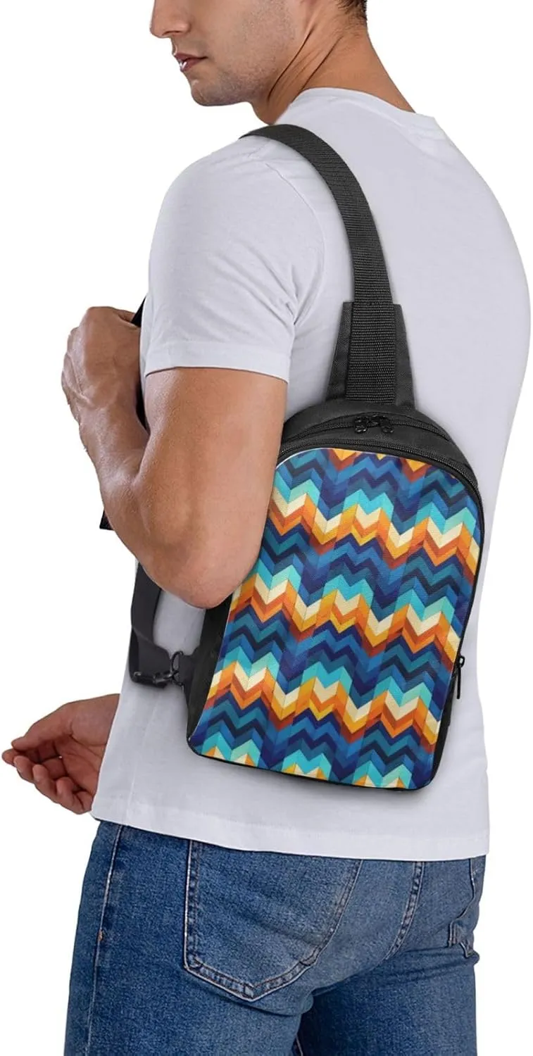 Turquoise Blue Square Casual Crossbody Backpack Sling Bag Lightweight Chest Bag Daypack Shoulder Bag For Men Women