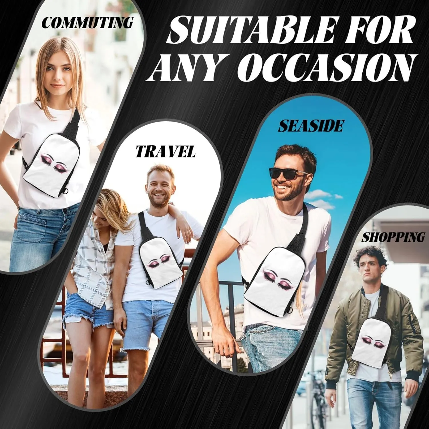 Turquoise Blue Square Casual Crossbody Backpack Sling Bag Lightweight Chest Bag Daypack Shoulder Bag For Men Women