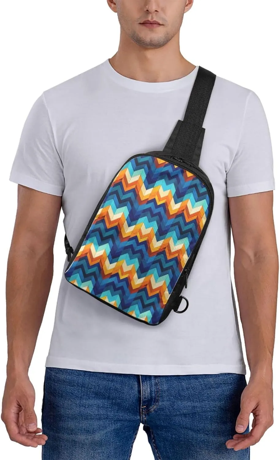 Turquoise Blue Square Casual Crossbody Backpack Sling Bag Lightweight Chest Bag Daypack Shoulder Bag For Men Women