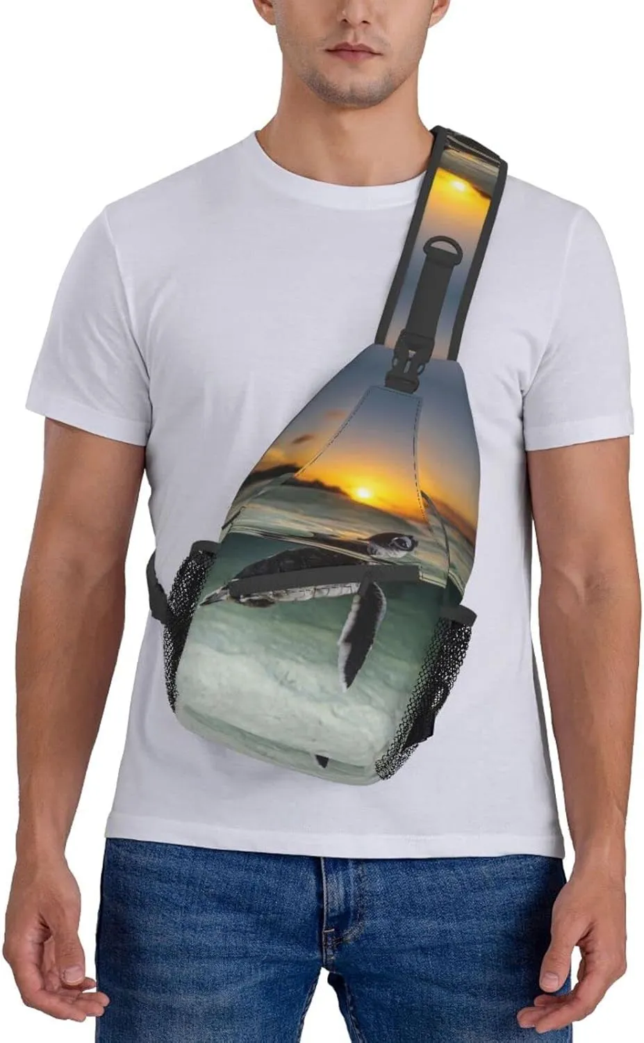 Turtle Sling Bag Beach Crossbody Chest Daypack Casual Backpack Hawaiian Shoulder Bag