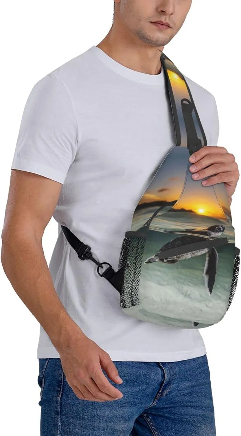 Turtle Sling Bag Beach Crossbody Chest Daypack Casual Backpack Hawaiian Shoulder Bag