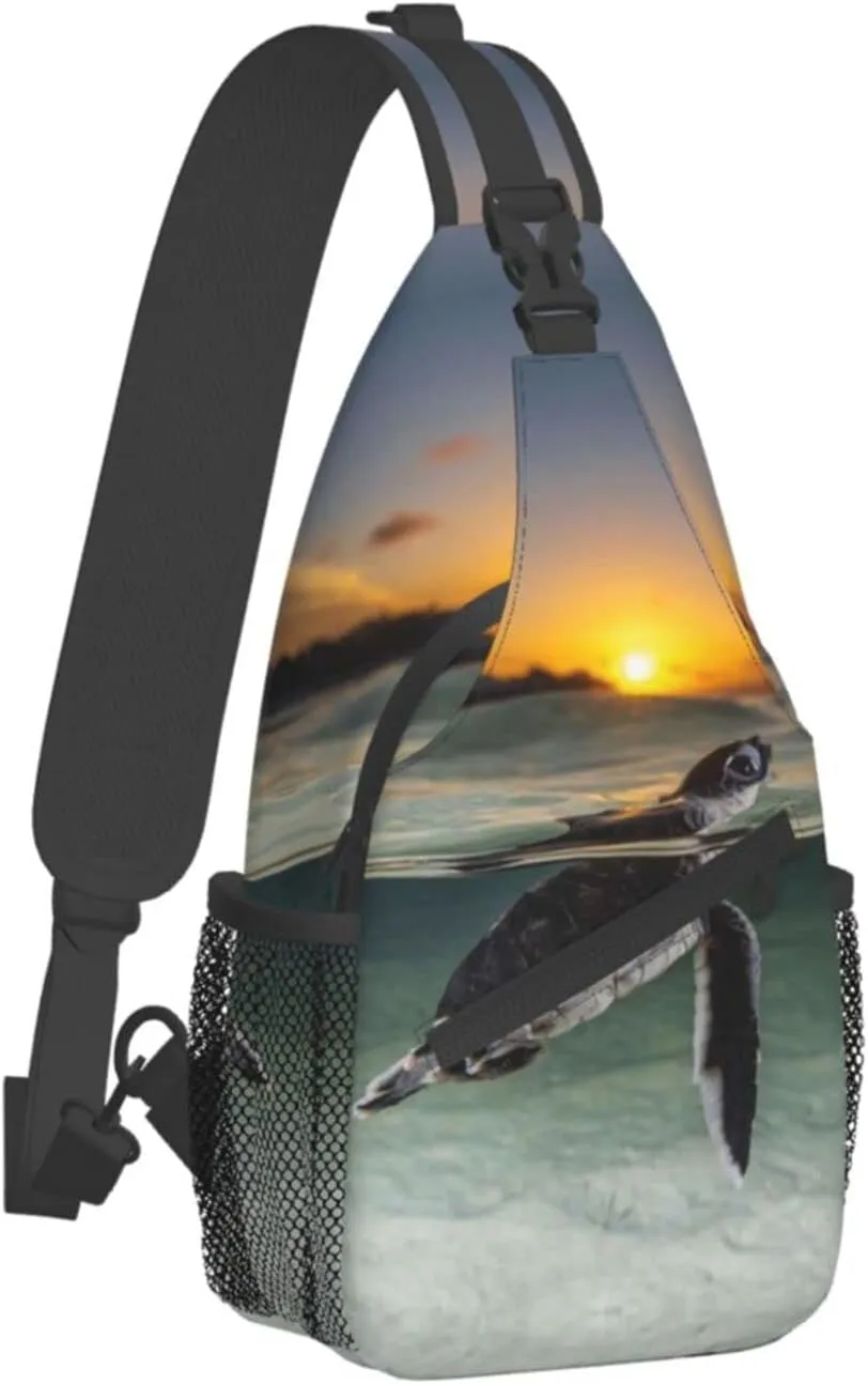 Turtle Sling Bag Beach Crossbody Chest Daypack Casual Backpack Hawaiian Shoulder Bag