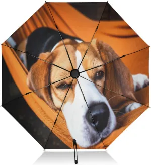 Umbrellas for Rain, Windproof Collapsible Umbrella, Ideal for Car, Purse, Men and Women, Cute Beagle