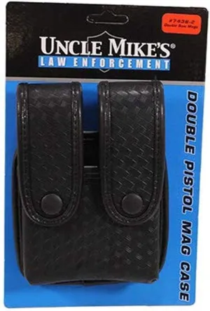 Uncle Mike's Mirage Basketweave Single Stack Duty Double Pistol Mag Case, Black