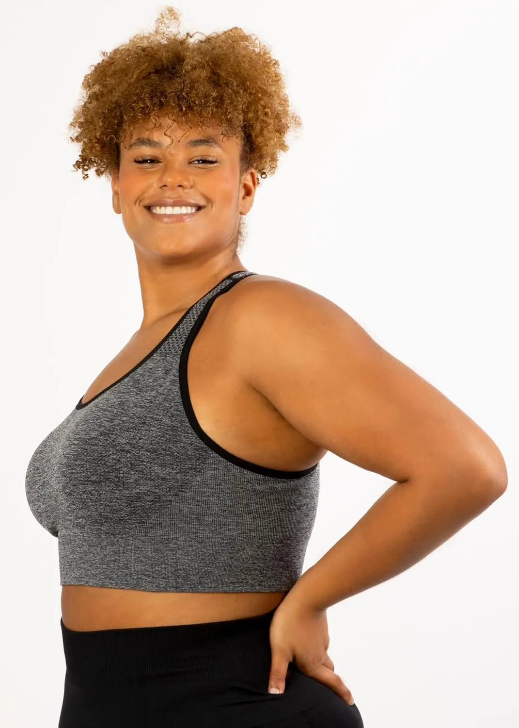 Under Control Sports Bras for Women Plus Size High Support Large Bust Racerback Padded White/Black Sport Bra Yoga Workout Bra