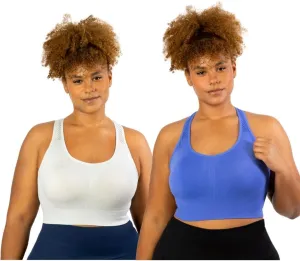 Under Control Sports Bras for Women Plus Size High Support Large Bust Racerback Padded White/Black Sport Bra Yoga Workout Bra