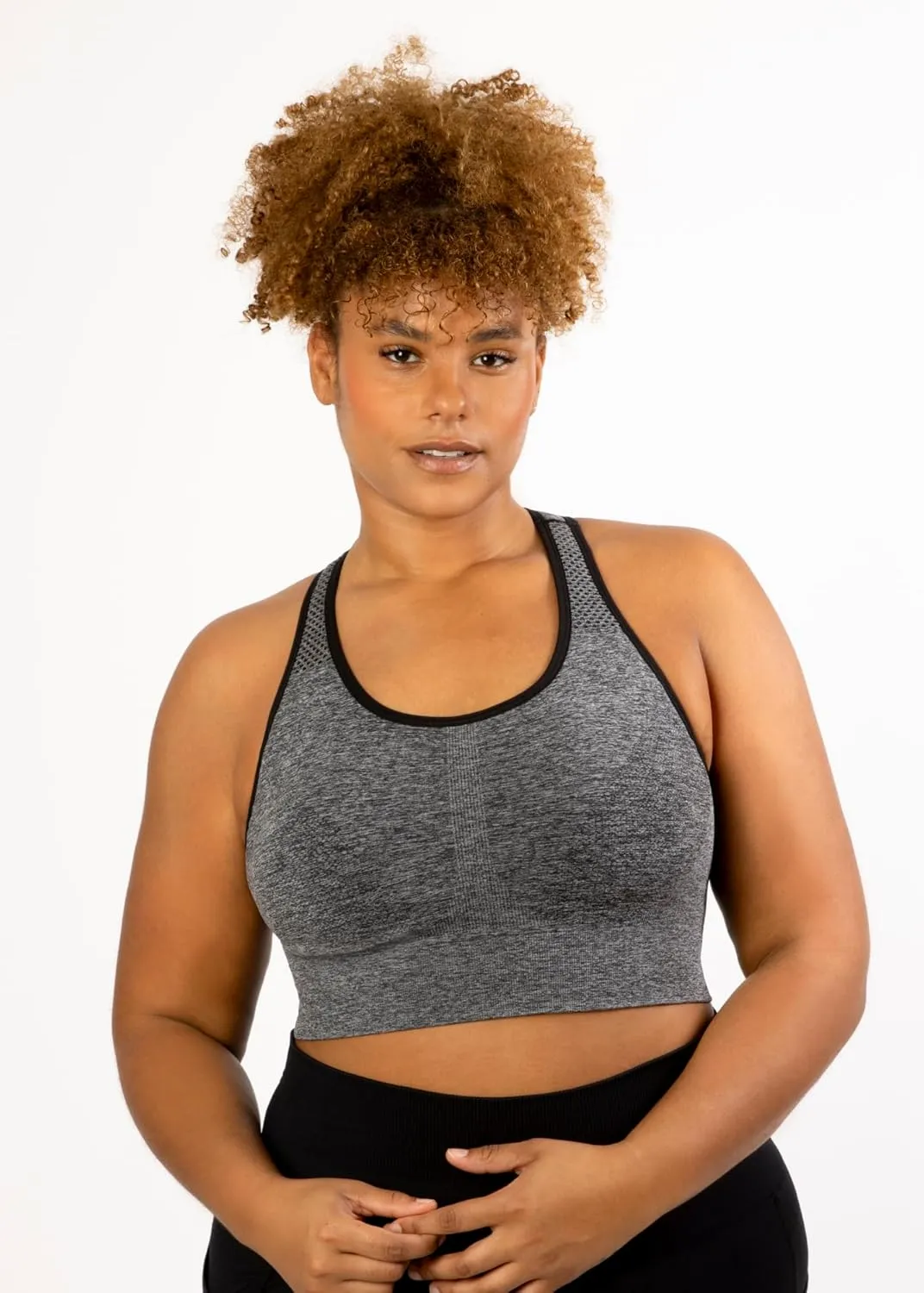 Under Control Sports Bras for Women Plus Size High Support Large Bust Racerback Padded White/Black Sport Bra Yoga Workout Bra