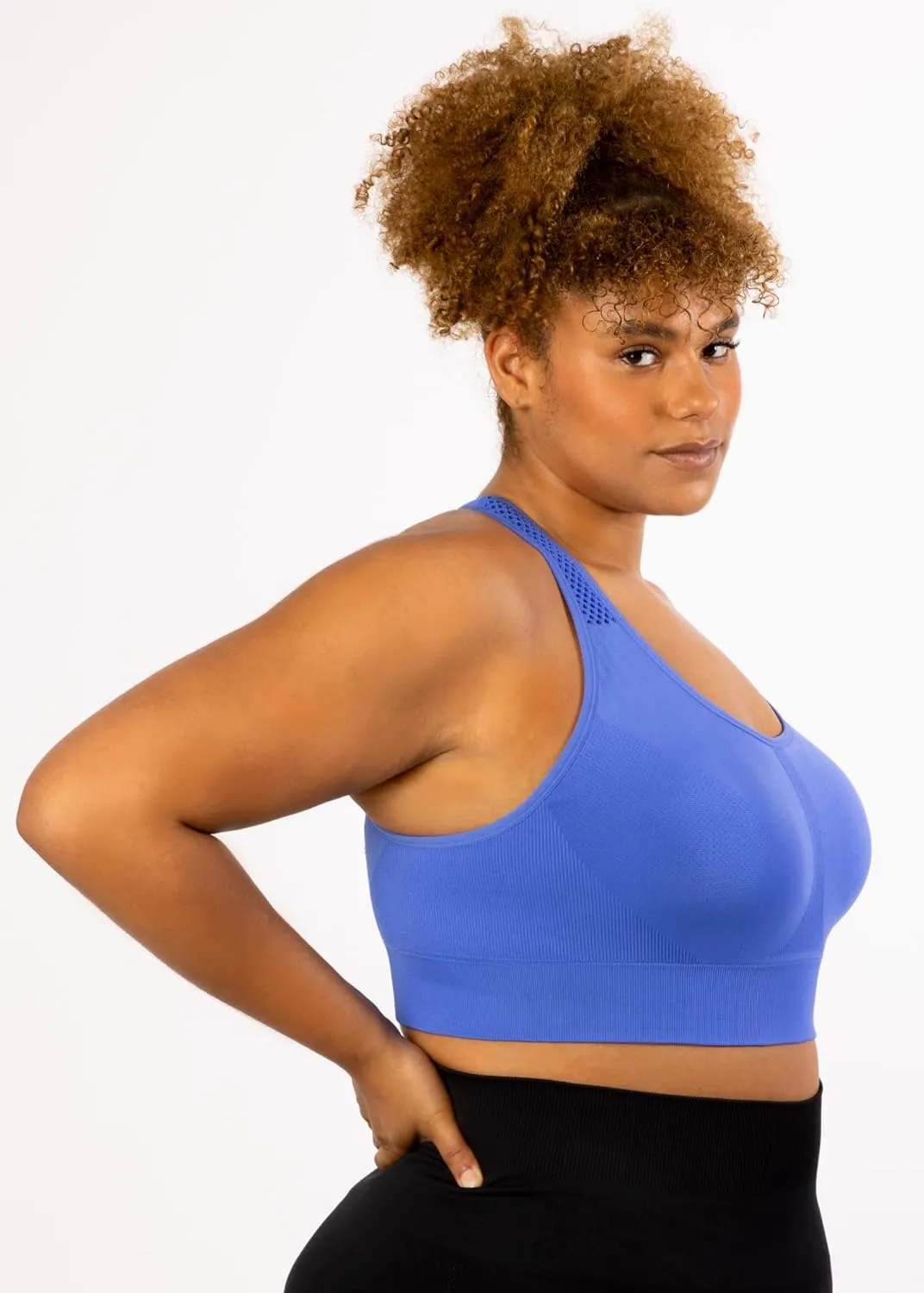 Under Control Sports Bras for Women Plus Size High Support Large Bust Racerback Padded White/Black Sport Bra Yoga Workout Bra
