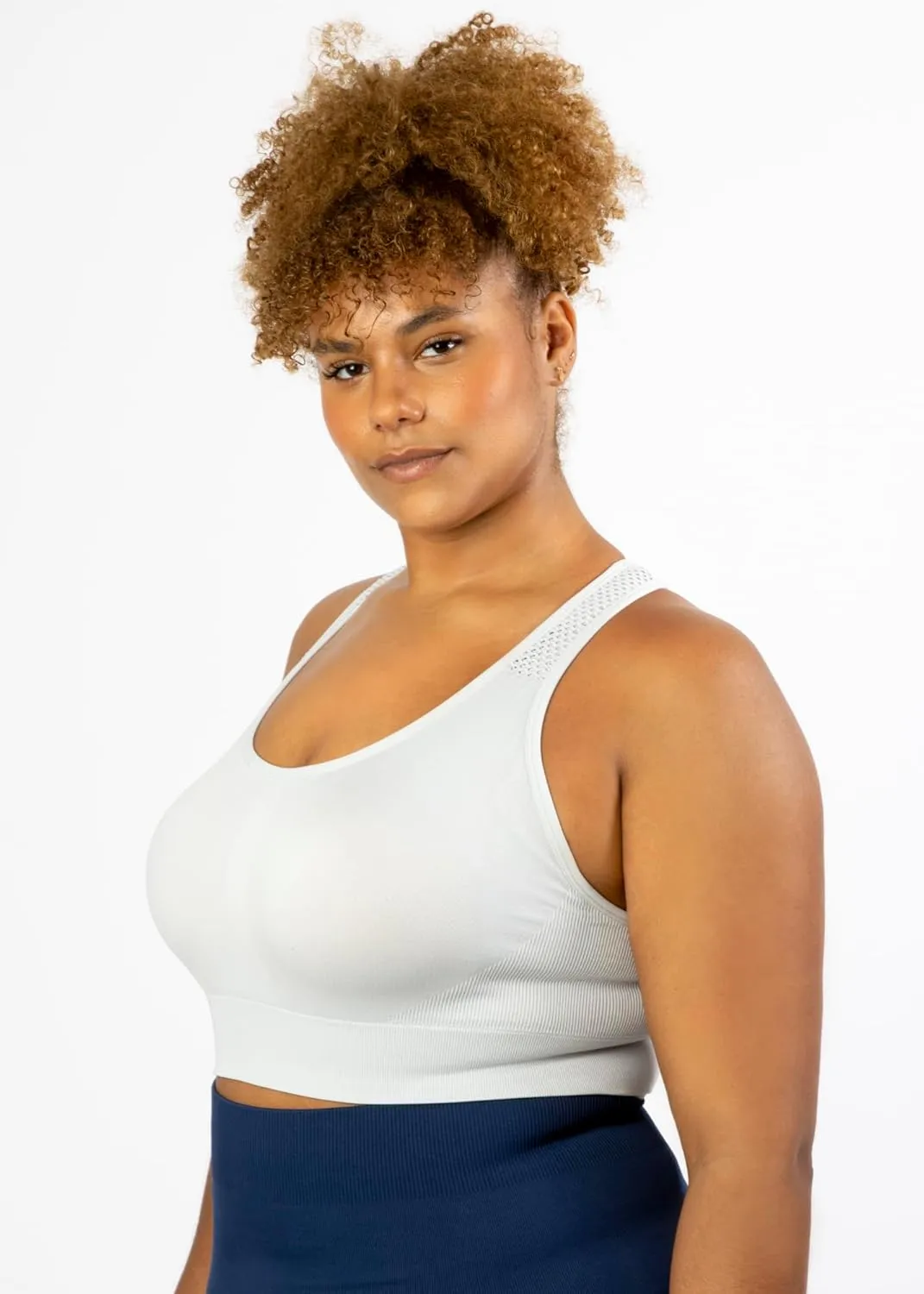 Under Control Sports Bras for Women Plus Size High Support Large Bust Racerback Padded White/Black Sport Bra Yoga Workout Bra