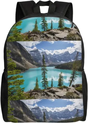 UNIOND Moraine Lake and the Valley Printed Backpack Lightweight Laptop Bag Casual Daypack for Office Outdoor Travel