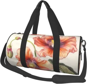 UNIOND Travel Duffle Bag Lightweight Sports Gym Bag for Men Women Foldable Carry on Weekender Overnight Bag Botanical Art Canvas Sport Duffel Bag for Yoga Business Trip, Black