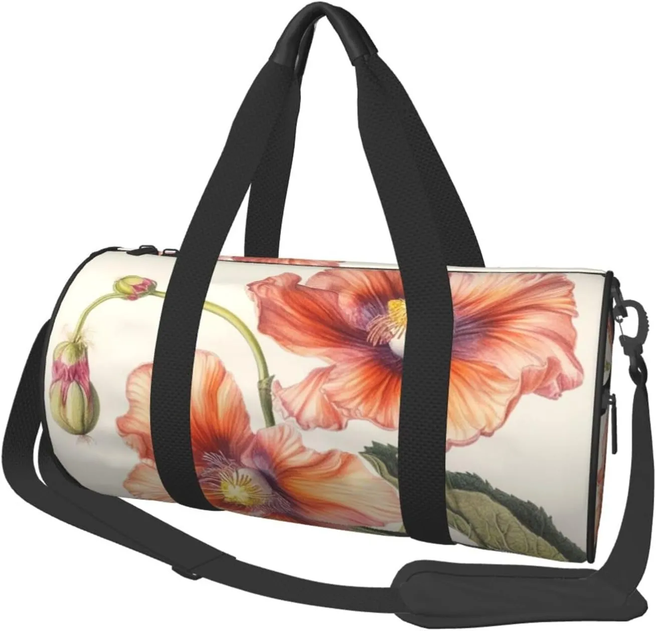 UNIOND Travel Duffle Bag Lightweight Sports Gym Bag for Men Women Foldable Carry on Weekender Overnight Bag Botanical Art Canvas Sport Duffel Bag for Yoga Business Trip, Black