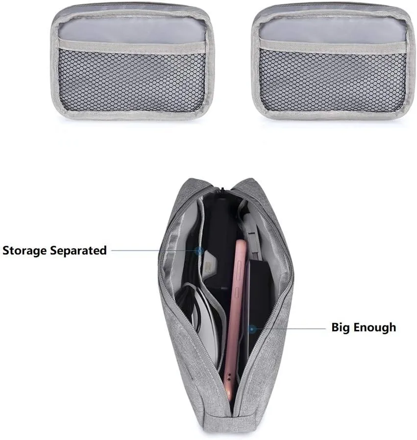Universal Electronics/Accessories Soft Carrying Case Bag, Durable & Light-Weight,Suitable for Out-Going, Business, Travel and Cosmetics Kit (Small Big-Gray)