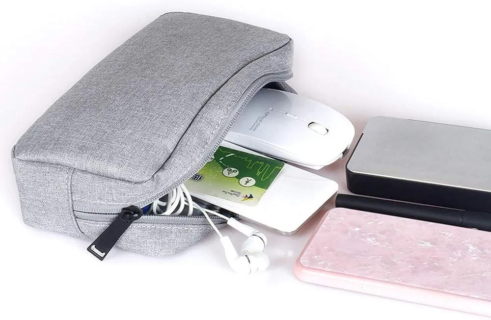 Universal Electronics/Accessories Soft Carrying Case Bag, Durable & Light-Weight,Suitable for Out-Going, Business, Travel and Cosmetics Kit (Small Big-Gray)