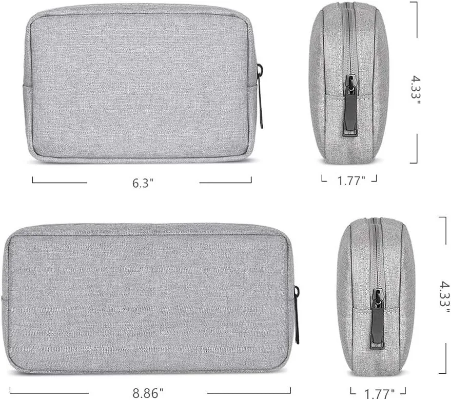 Universal Electronics/Accessories Soft Carrying Case Bag, Durable & Light-Weight,Suitable for Out-Going, Business, Travel and Cosmetics Kit (Small Big-Gray)