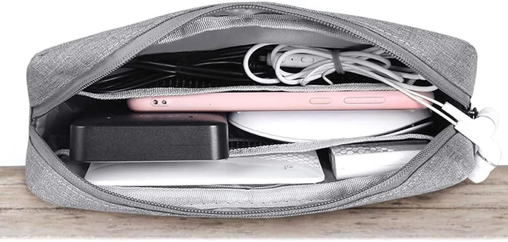 Universal Electronics/Accessories Soft Carrying Case Bag, Durable & Light-Weight,Suitable for Out-Going, Business, Travel and Cosmetics Kit (Small Big-Gray)