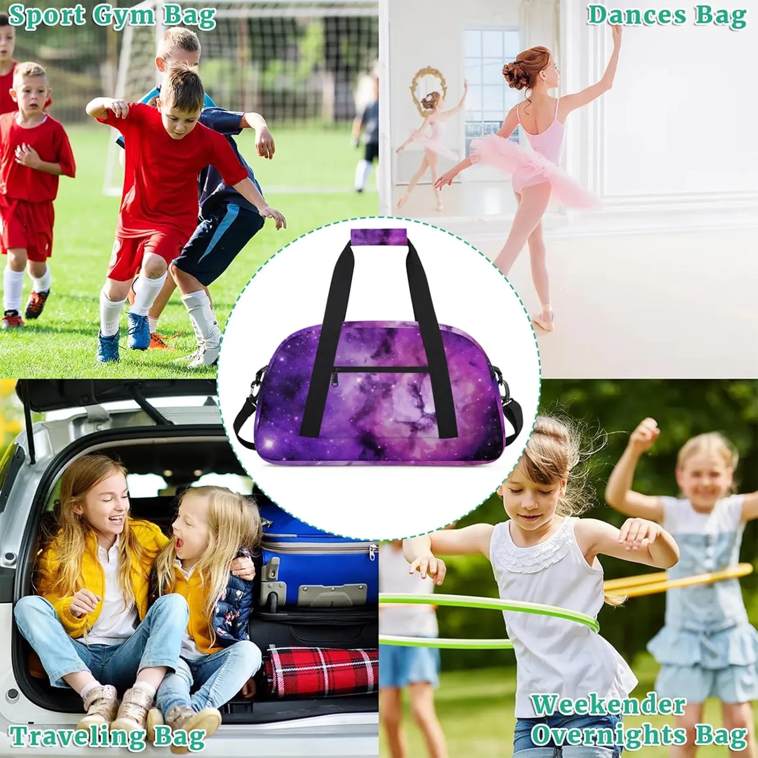 Universe Outer Space Theme 18 inch Small Gym Bag for Women and Men, Lightweight Carry On Weekender Bag Mini Duffel Bag for Travel Sports Workout