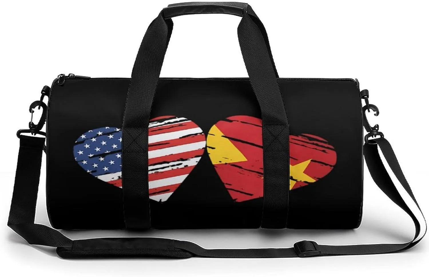 US Tigray Region Flag Heart Novelty Large Duffel Bag Lightweight Gym Bag Travel Tote Bags