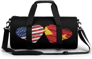 US Tigray Region Flag Heart Novelty Large Duffel Bag Lightweight Gym Bag Travel Tote Bags