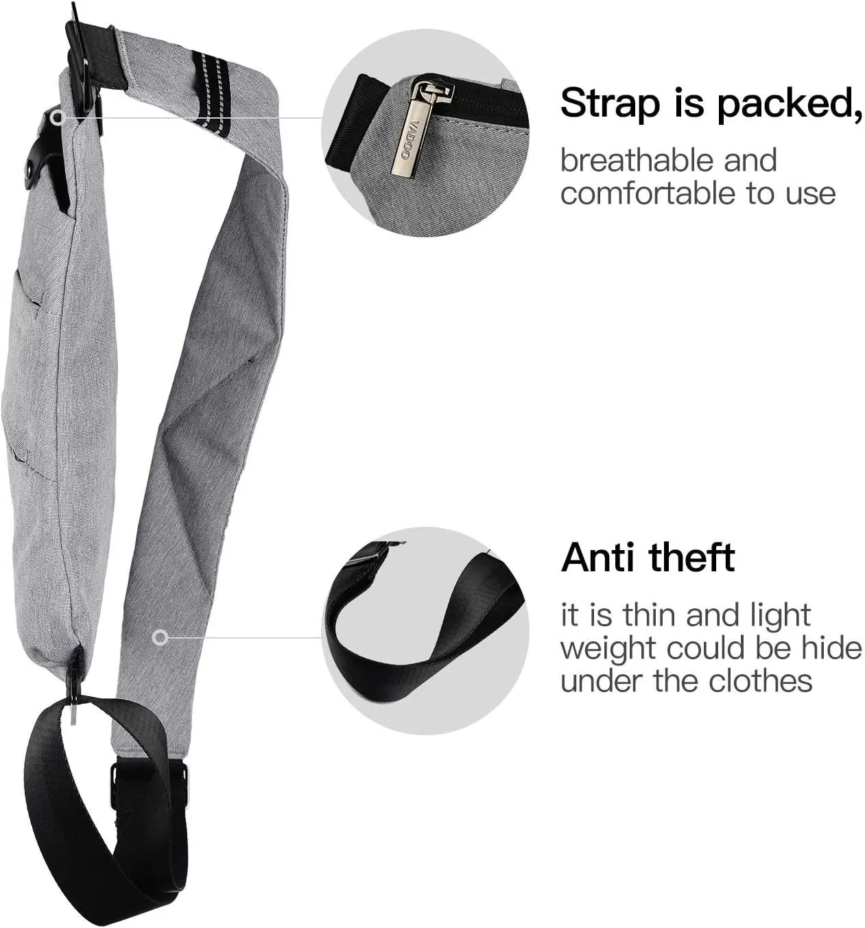 VADOO Sling Bag - Anti-theft Crossbody Shoulder Bag for Men and Women