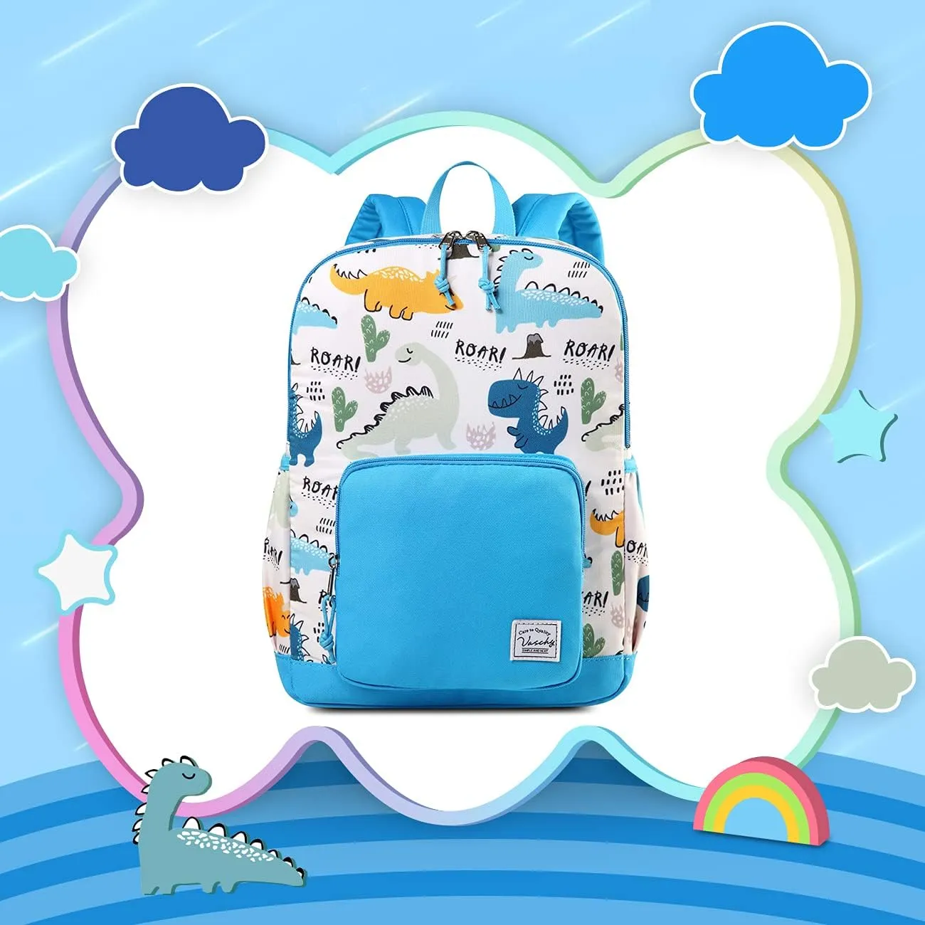 VASCHY Kids backpacks, Cute Lightweight Water Resistant Preschool Backpack for Boys and Girls Chest Strap