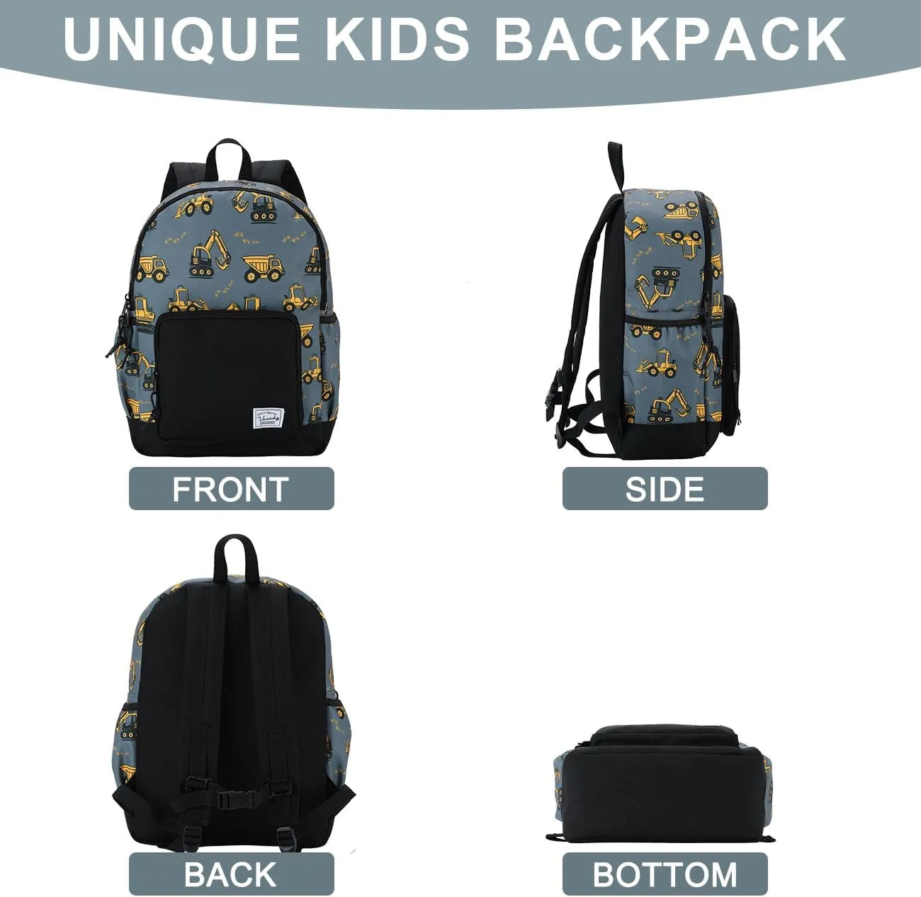VASCHY Kids backpacks, Cute Lightweight Water Resistant Preschool Backpack for Boys and Girls Chest Strap