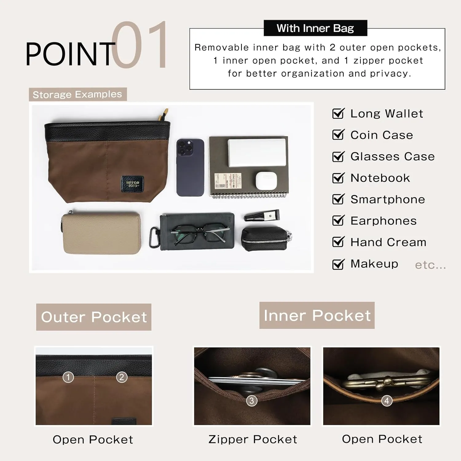 Vegan Leather Tote Bag for Women, Top Handle Shoulder Bag with Insert Organizer