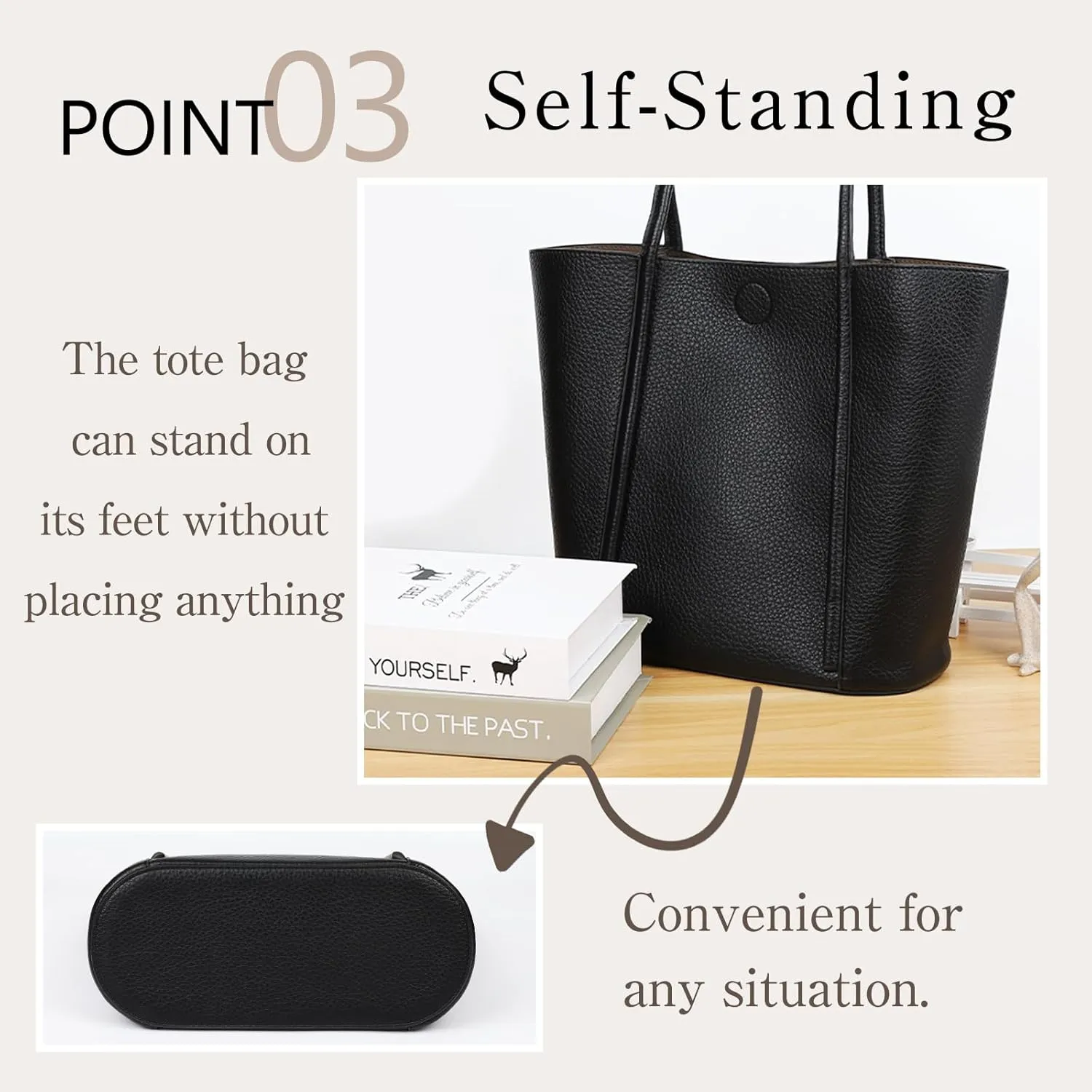 Vegan Leather Tote Bag for Women, Top Handle Shoulder Bag with Insert Organizer