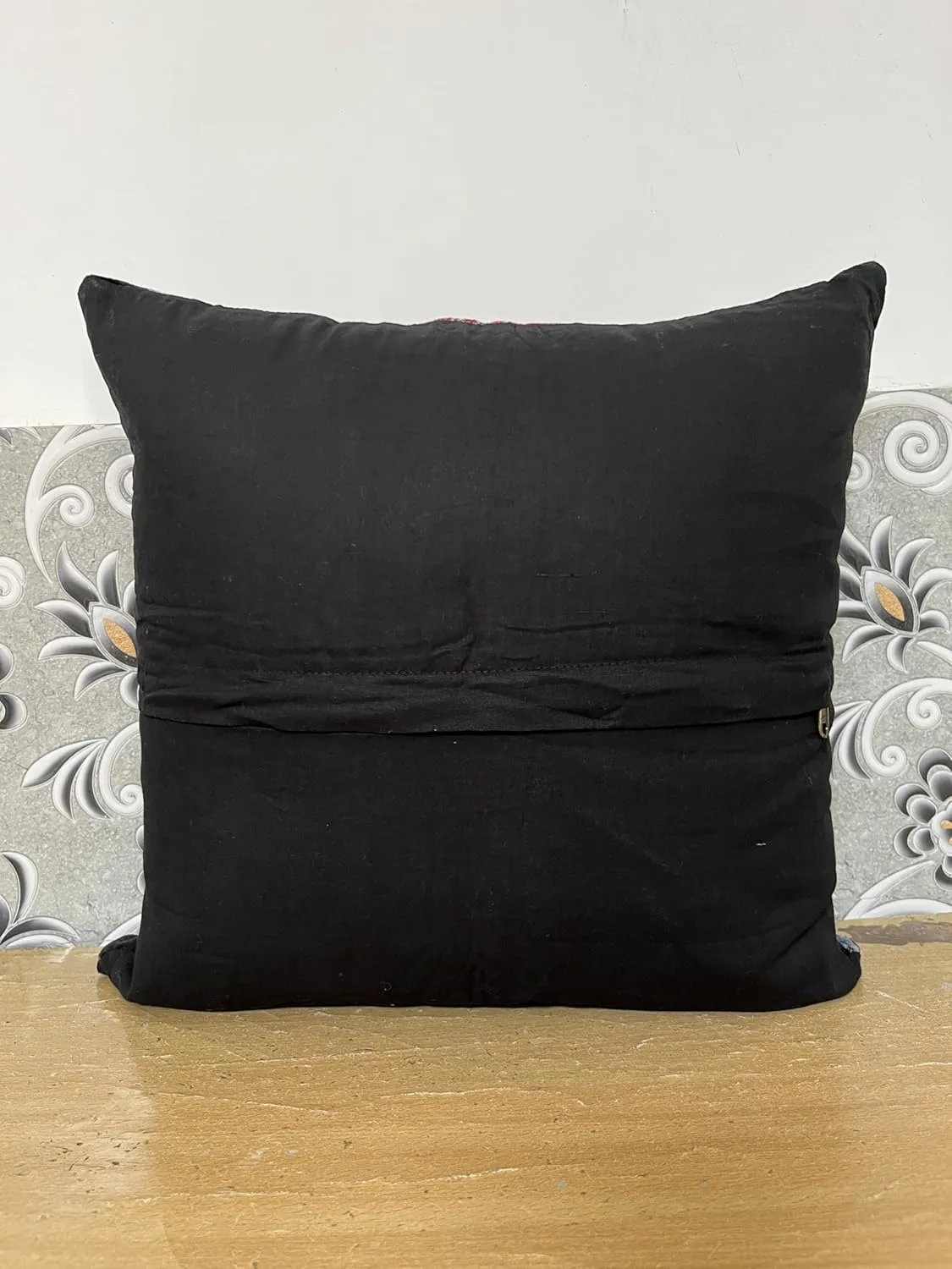 Velvet Floral Flower Throw Pillow Cover, Couch Bohemian Accent, 18 x 18 inches, Colorful Boho Chic (Black, 24" x 24")