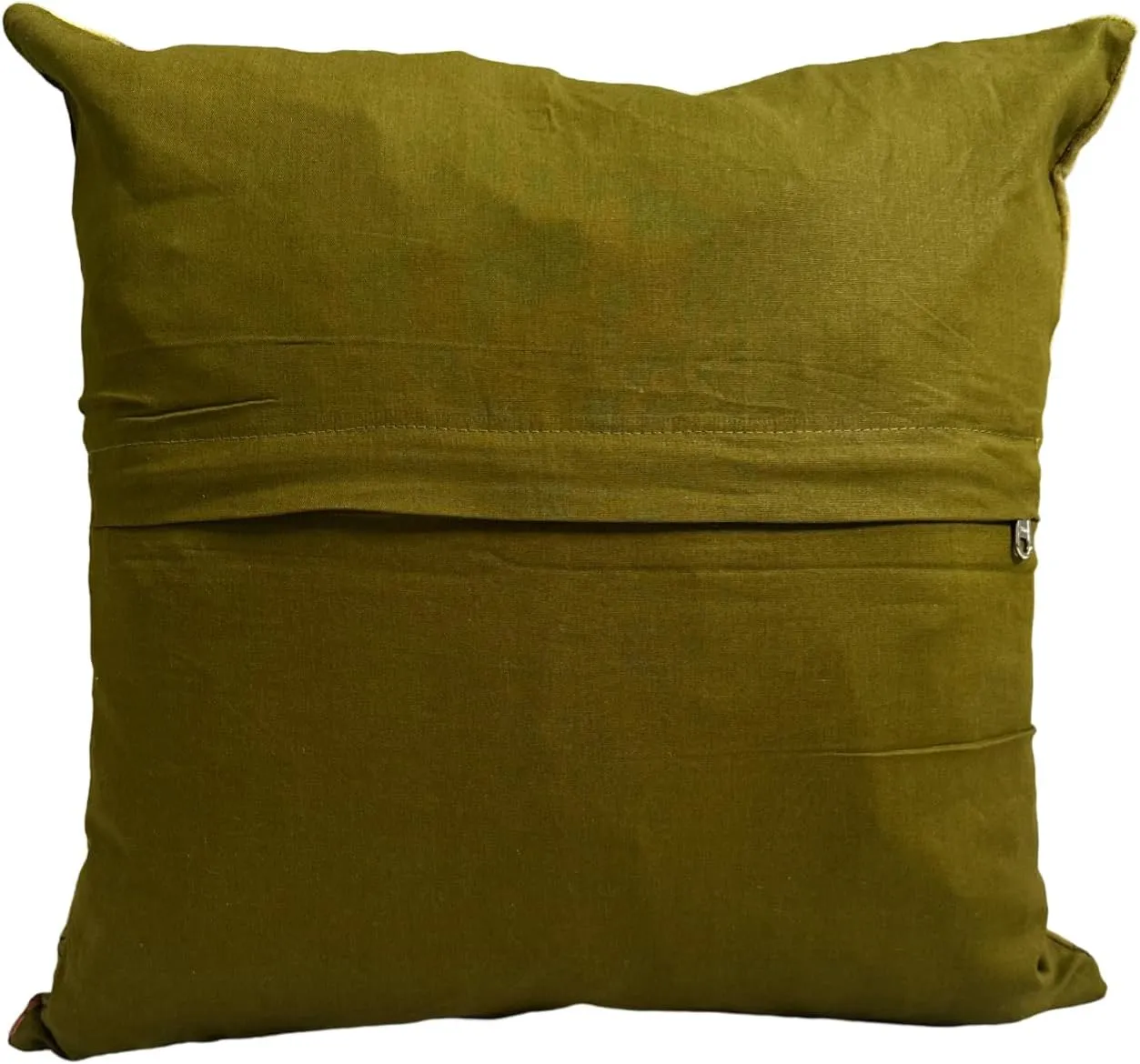 Velvet Floral Throw Pillow Sofa Cushion Cover Case Couch Bohemian Accent Colorful Boho Chic Indian Handmade Cover Only (Olive Green, 24" 24")