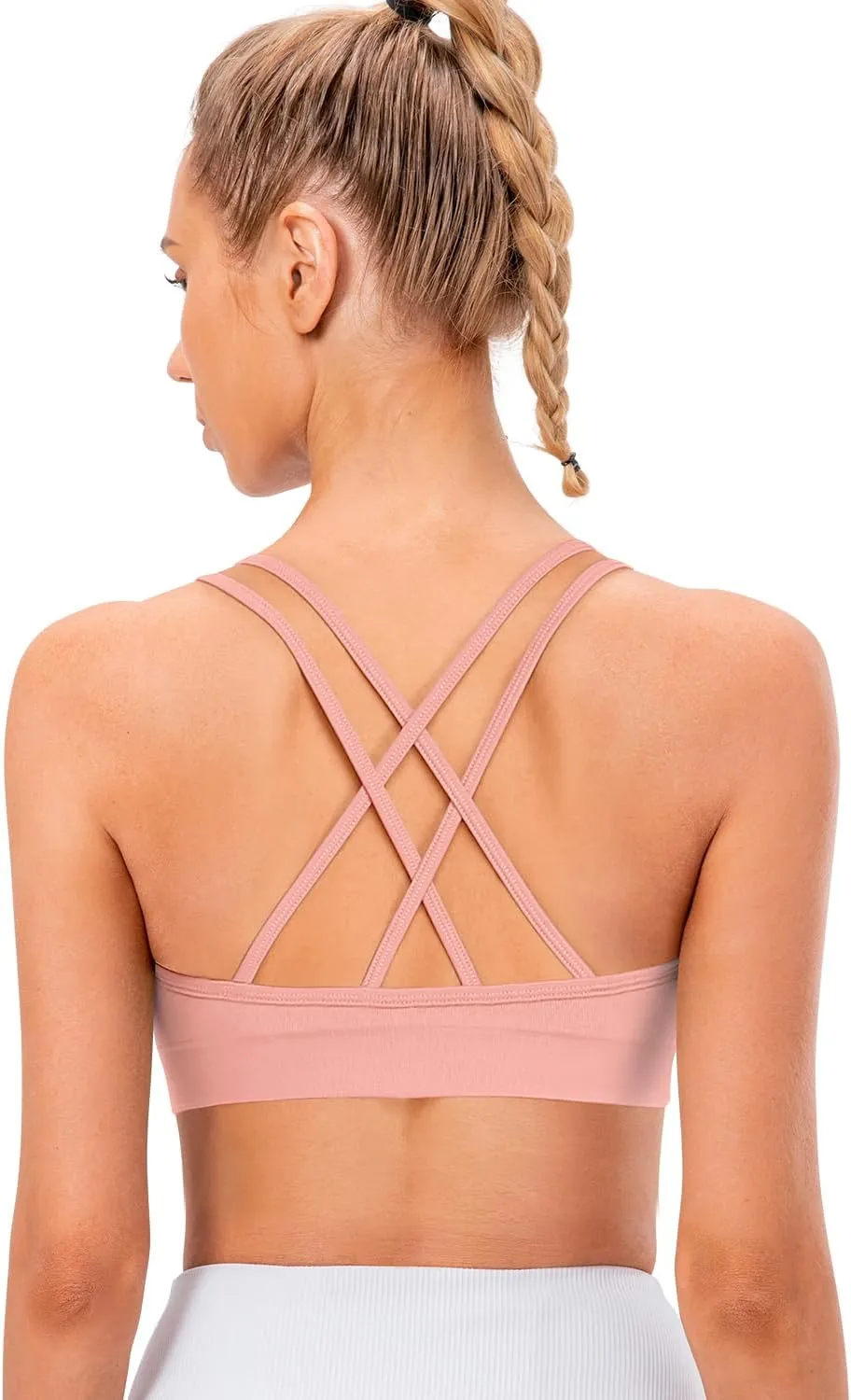 VEQKING Women's Cross Back Sports Bra Padded Strappy Medium Support Yoga Bra for Workout Fitness 3 Pack